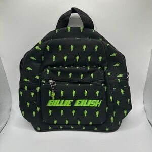 Billie Eilish Blohsh Mini Backpack Black Neon Green Canvas Official Merch Bag